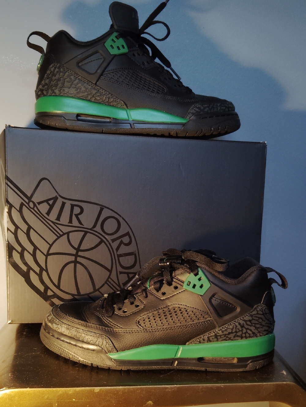 Nike Air Jordan 4s Retro High Black Green Sneakers Boys 6 $229